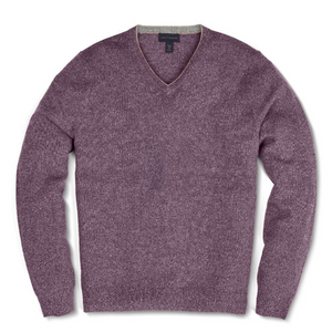 Scott Barber Marled Cashmere Vee - Purple