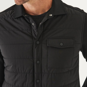 Patrick Assaraf Nylon Quilted Mix Media Shirt Jacket