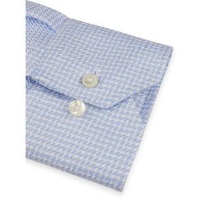 Stenstroms Light Blue Houndstooth Twill Shirt - Fitted Body