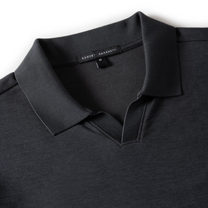 Robert Barakett Adison Open Collar Polo Shirt - Charcoal