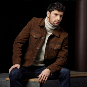 Mens cognac 2025 suede jacket