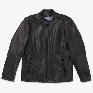 Ace Rivington Cowhide Cafe Racer Leather Jacket - Vintage Black