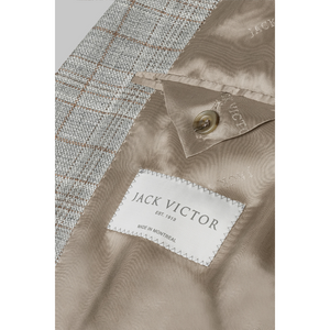 Jack Victor Grey Plaid Midland Wool and Linen Blazer